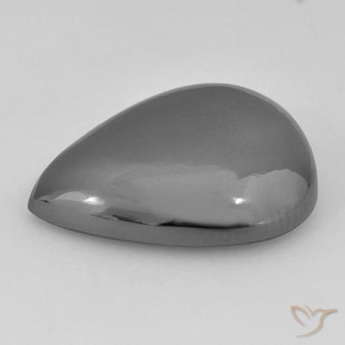 Hematites Gris plateado natural de 23.36 ct, En forma de pera, Opaco