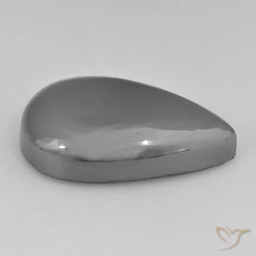 Hematites Gris plateado natural de 30.63 ct, En forma de pera, Opaco
