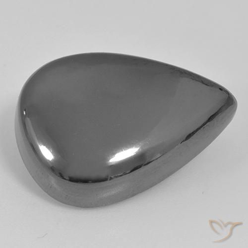 Hematites Gris plateado natural de 35.97 ct, En forma de pera, Opaco