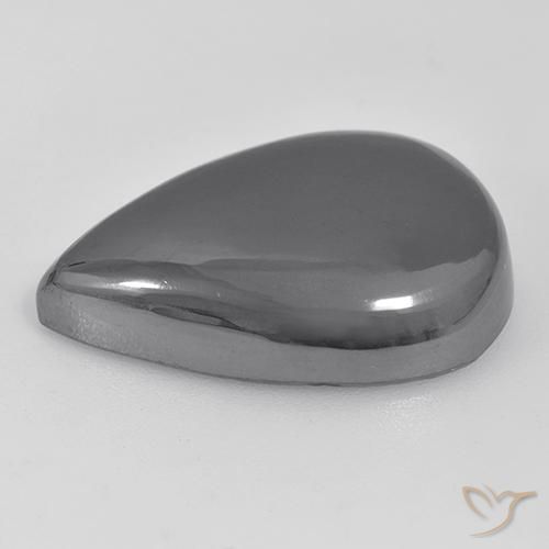 Hematites Gris plateado natural de 35.97 ct, En forma de pera, Opaco