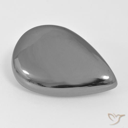 Hematites Gris medio natural de 27.45 ct, En forma de pera, Opaco