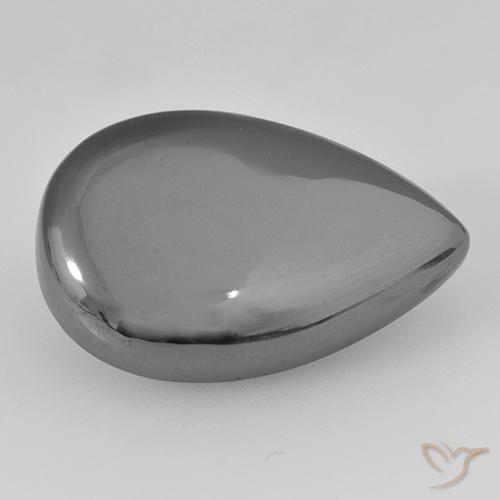 Hematites Gris plateado natural de 28.91 ct, En forma de pera, Opaco