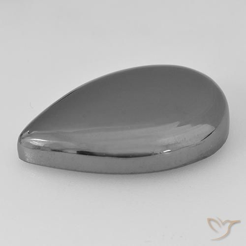 Hematites Gris plateado natural de 28.91 ct, En forma de pera, Opaco