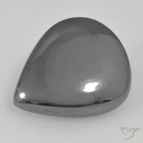 Hematites Gris plateado natural de 16.86 ct, En forma de pera, Opaco
