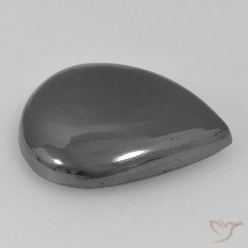 Hematites Gris plateado natural de 16.86 ct, En forma de pera, Opaco
