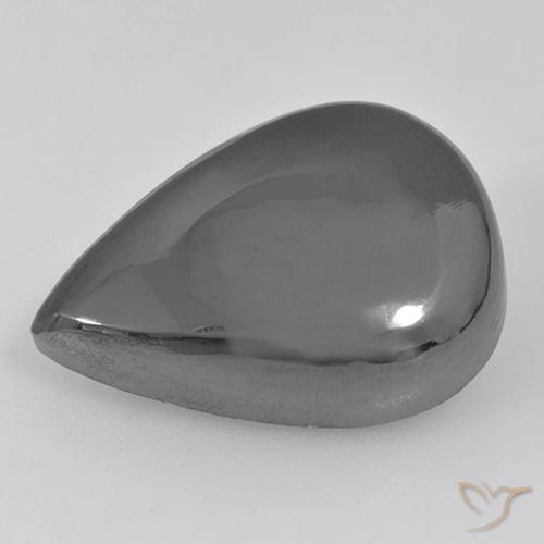 Hematites Gris plateado natural de 35.60 ct, En forma de pera, Opaco