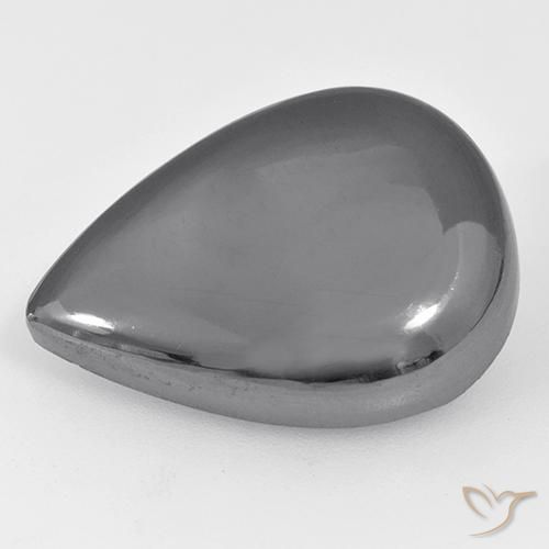 Hematites Gris medio natural de 30.78 ct, En forma de pera, Opaco