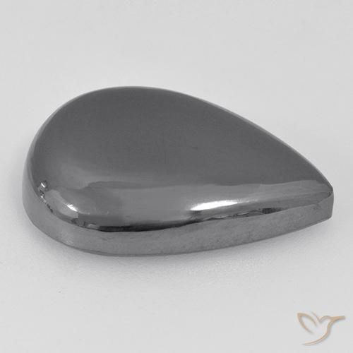 Hematites Gris medio natural de 30.78 ct, En forma de pera, Opaco