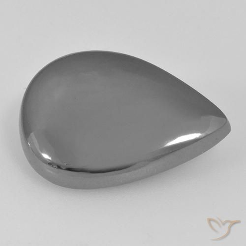 Hematita gris natural de 17,36 ct, en forma de pera, opaco