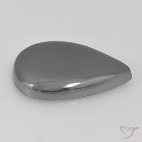 Hematita gris natural de 17,36 ct, en forma de pera, opaco