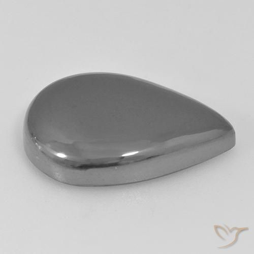 Hematites Gris plateado natural de 31.22 ct, En forma de pera, Opaco