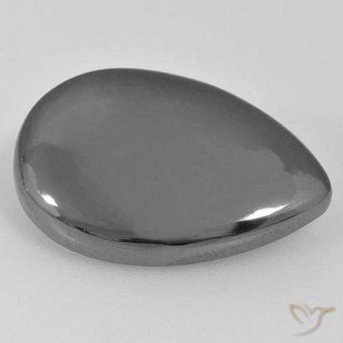 Hematites Gris medio natural de 28.79 ct, En forma de pera, Opaco