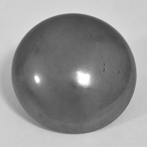 Hematita gris natural de 24,48 ct, corte redondo, opaco