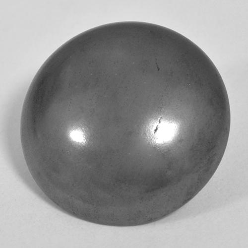 Hematita gris natural de 24,48 ct, corte redondo, opaco
