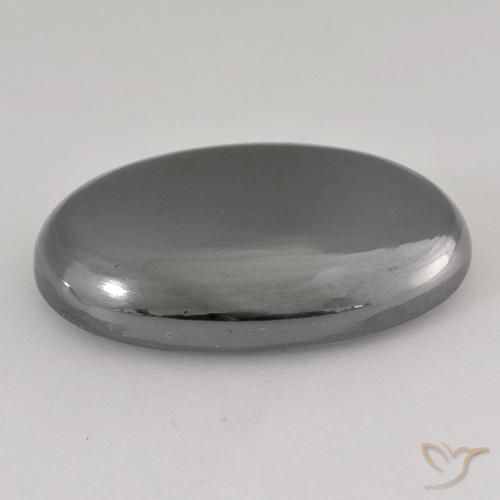 Hematites Gris medio natural de 31.84 ct, Ovalada, Opaco