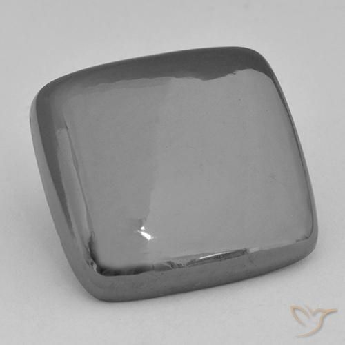 Hematites Gris plateado natural de 27.67 ct, Forma Cojín, Opaco