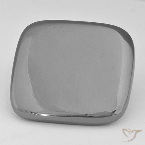Hematites Gris plateado natural de 42.61 ct, Forma Cojín, Opaco
