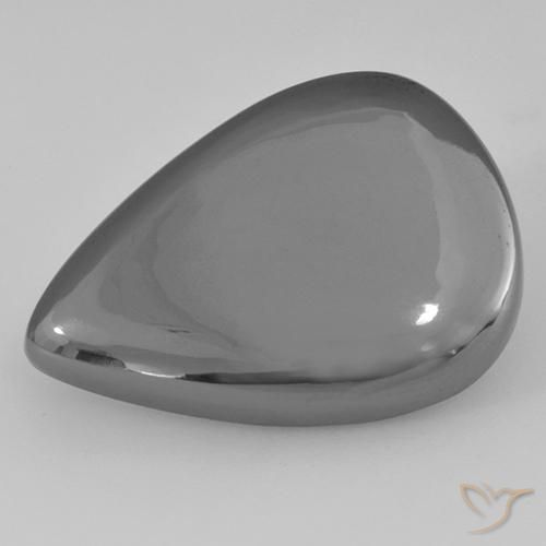 28.80ct Natural Gris plateado Hematites, En forma de pera, Opaco