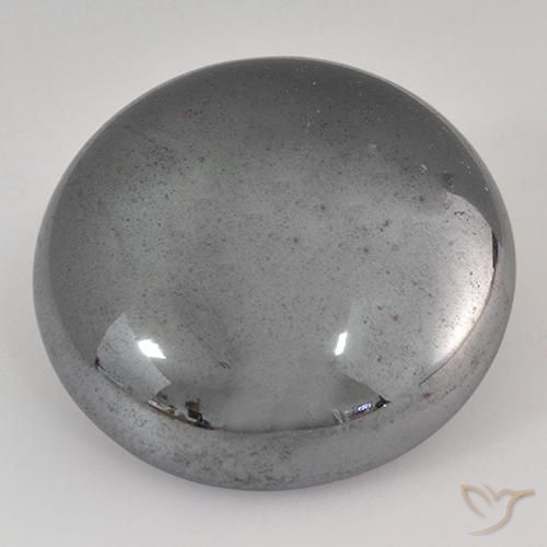 Hematites Gris plateado natural de 39.05 ct, Redondo, Opaco