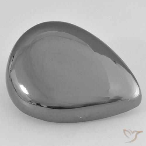 Hematites Gris medio natural de 37.08 ct, En forma de pera, Opaco
