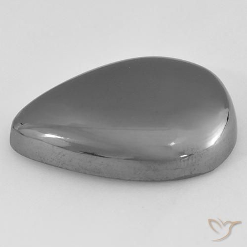 Hematites Gris medio natural de 37.08 ct, En forma de pera, Opaco