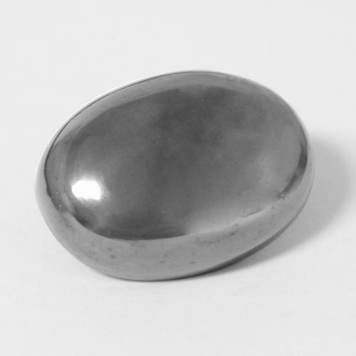 Hematita gris natural de 27,53 ct, corte óvalo, opaco