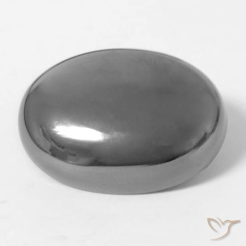 Hematites Gris plateado natural de 28.61 ct, Ovalada, Opaco