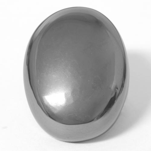 Hematita gris natural de 35,89 ct, corte óvalo, opaco