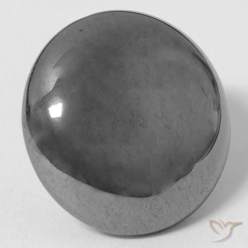 Hematites Gris medio natural de 32.21 ct, Redondo, Opaco