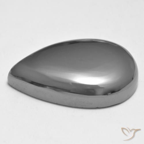 Hematites Gris medio natural de 35.96 ct, En forma de pera, Opaco