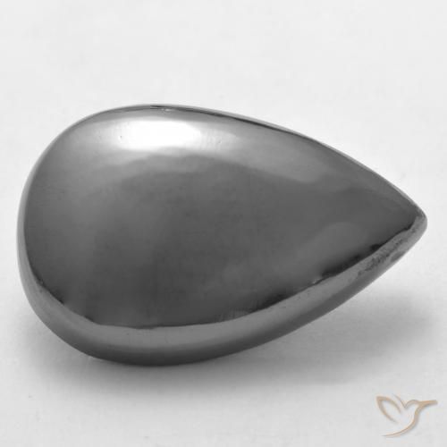 Hematites Gris plateado natural de 33.32 ct, En forma de pera, Opaco