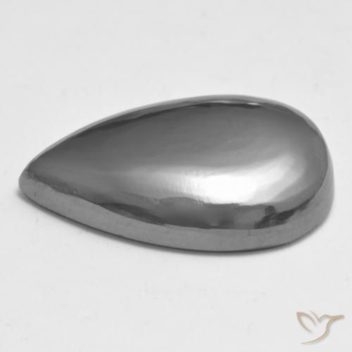 Hematites Gris plateado natural de 33.32 ct, En forma de pera, Opaco