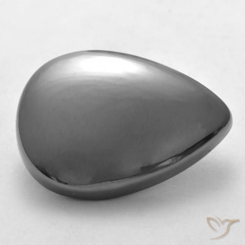 Hematites Gris plateado natural de 30.61 ct, En forma de pera, Opaco