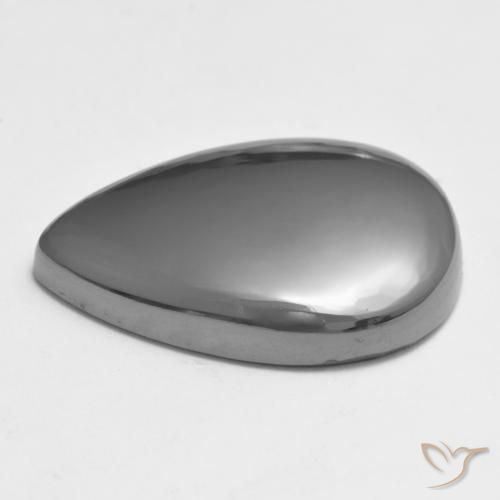 Hematites Gris plateado natural de 30.61 ct, En forma de pera, Opaco