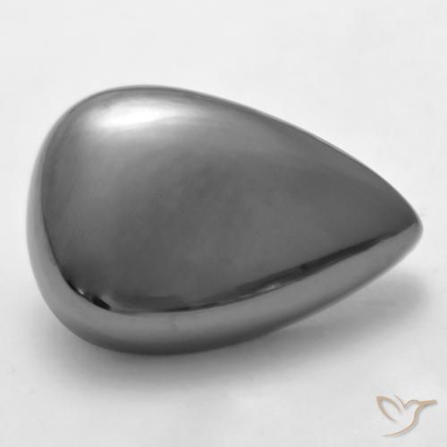 Hematites Gris plateado natural de 34.68 ct, En forma de pera, Opaco