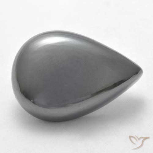 Hematites Gris medio natural de 33.79 ct, En forma de pera, Opaco