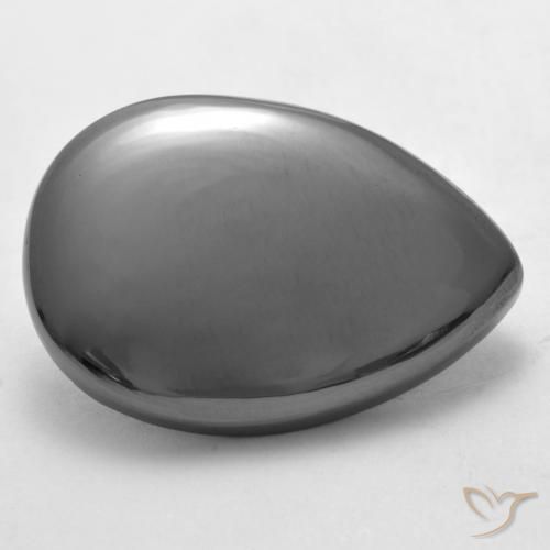 Hematites Gris plateado natural de 26.26 ct, En forma de pera, Opaco