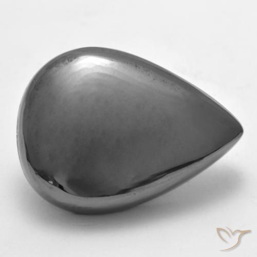 Hematites Gris plateado natural de 34.04 ct, En forma de pera, Opaco