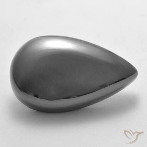 Hematites Gris medio natural de 28.90 ct, En forma de pera, Opaco