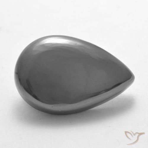 Hematites Gris plateado natural de 19.33 ct, En forma de pera, Opaco