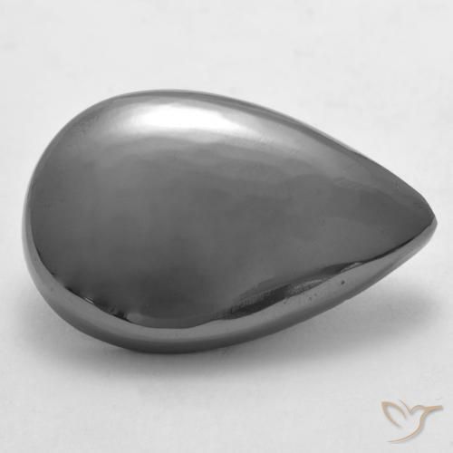 Hematites Gris plateado natural de 27.12 ct, En forma de pera, Opaco