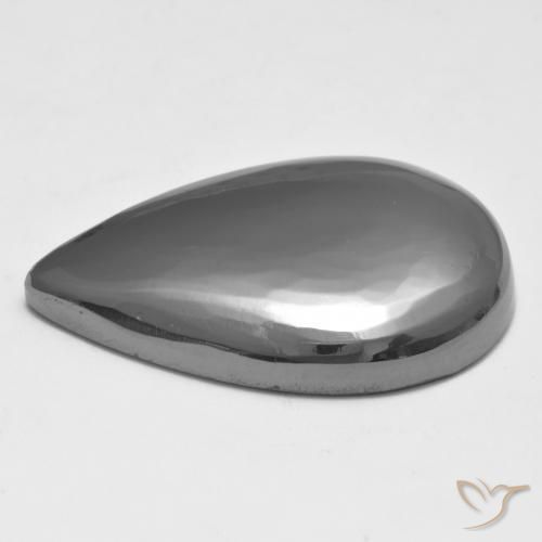 Hematites Gris plateado natural de 27.12 ct, En forma de pera, Opaco