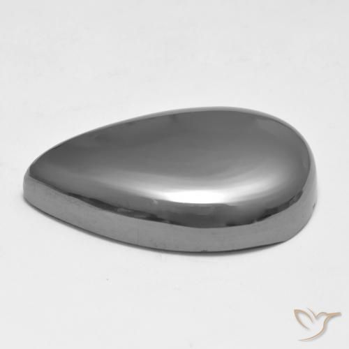 Hematites Gris medio natural de 28.17 ct, En forma de pera, Opaco
