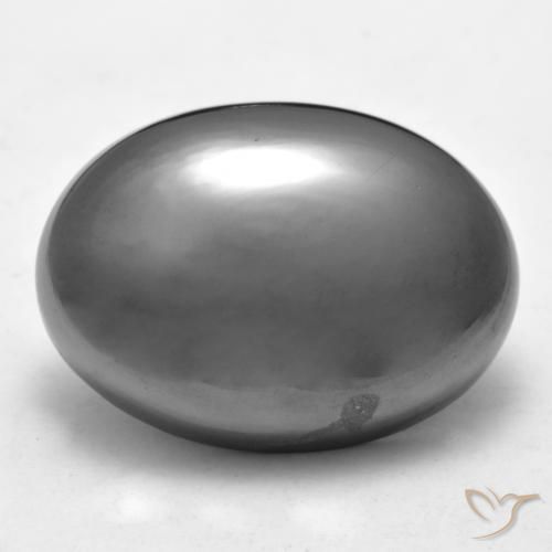 Hematites Gris plateado natural de 40.76 ct, Corte Óvalo, Opaco