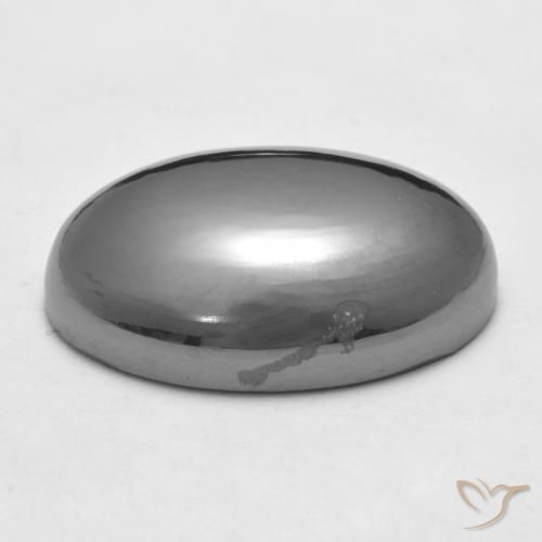 Hematites Gris plateado natural de 40.76 ct, Corte Óvalo, Opaco