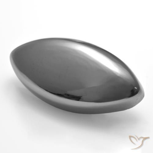 Hematita gris natural de 25,87 ct, marquesa, opaco
