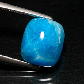 Hemimorfita azul natural de 8,31 ct, corte cojín, opaco