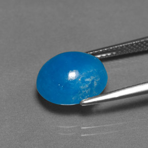 Hemimorfita azul natural de 6,25 ct, corte óvalo, opaco