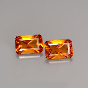 Gemas de granate hessonita naranja natural de  ct, corte esmeralda, SI