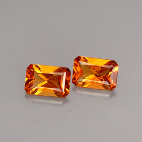 Gemas de granate hessonita naranja natural de  ct, corte esmeralda, SI